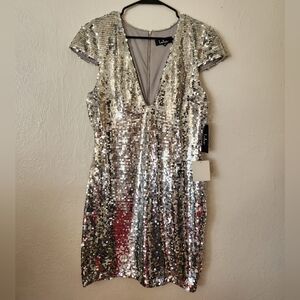 Lulu's Silver Sequin Dress L